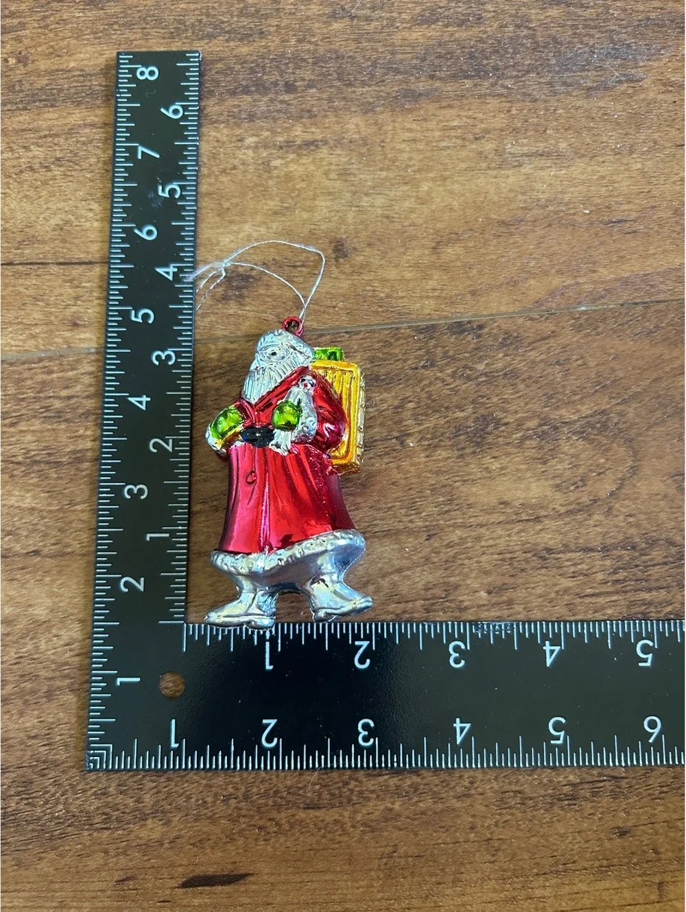 Vintage Glass Santa Claus Christmas Ornament with Gifts